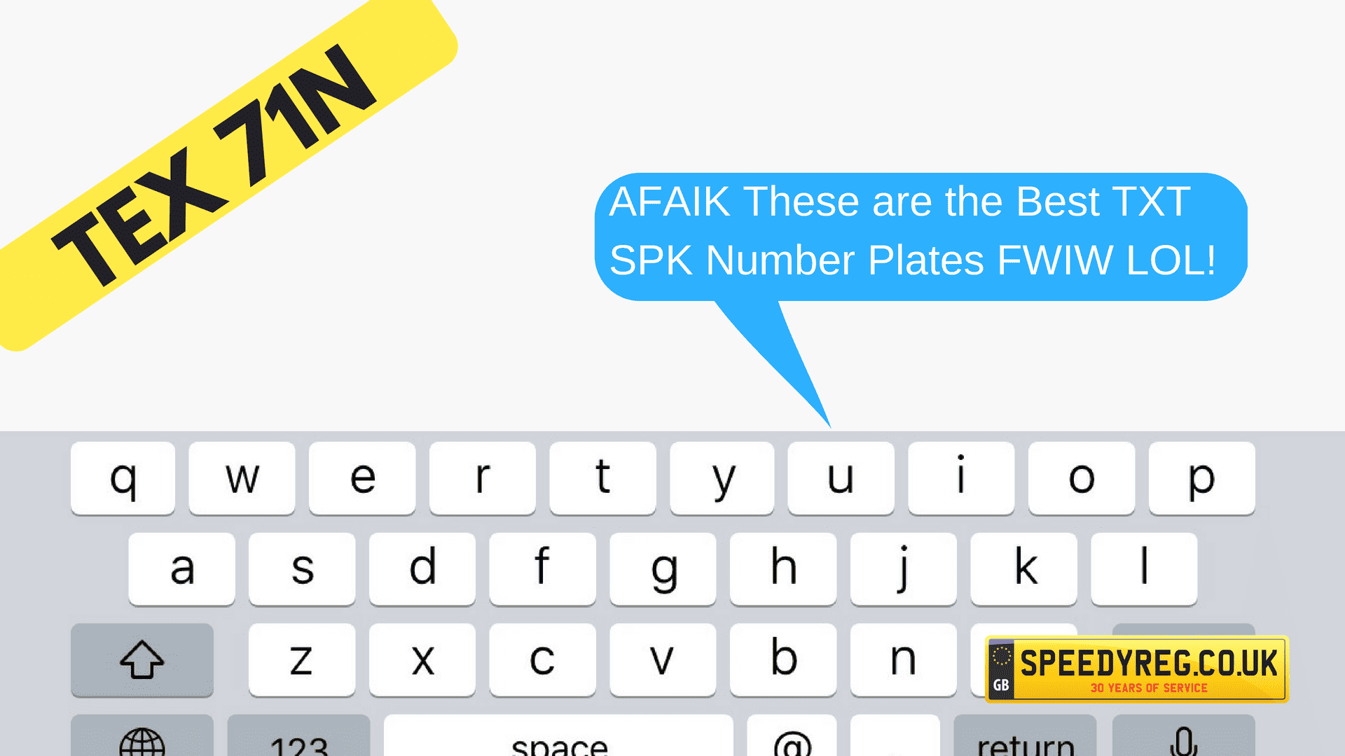 AFAIK These are the Best TXT SPK Number Plates FWIW LOL!