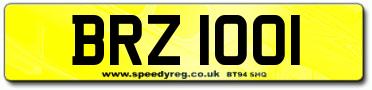 BRZ 1001 Car Number Plates