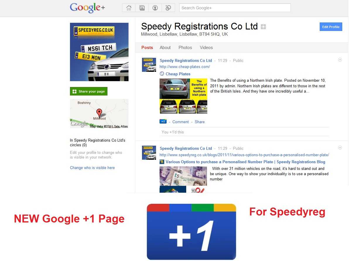 Speedyreg have now added a Google +1 Page