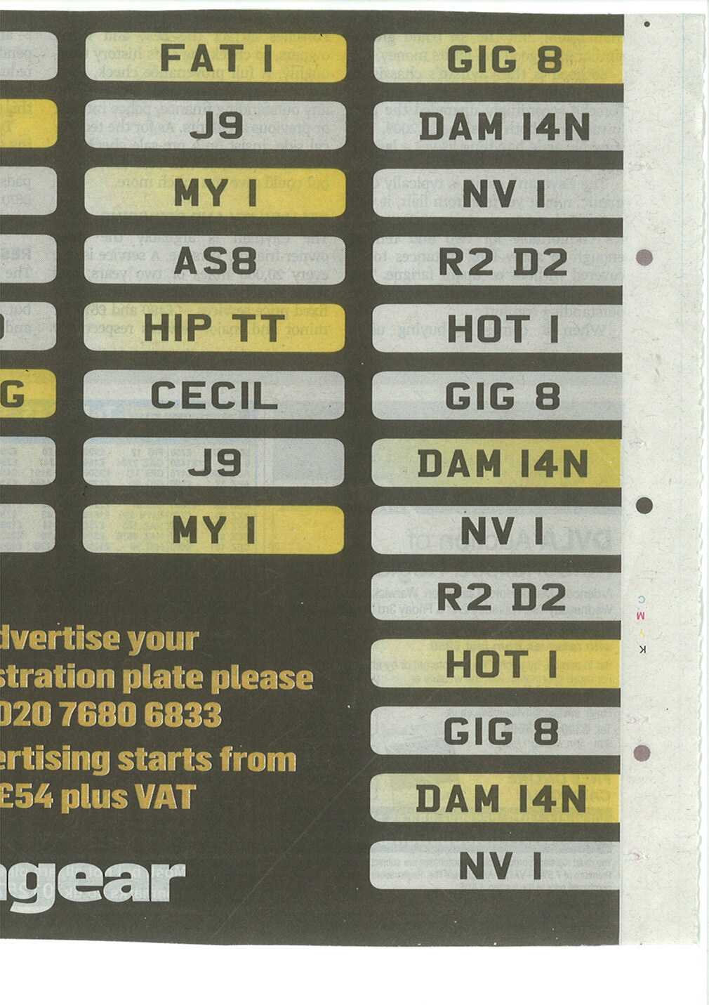 Sunday Times using Speedyreg's Number plates